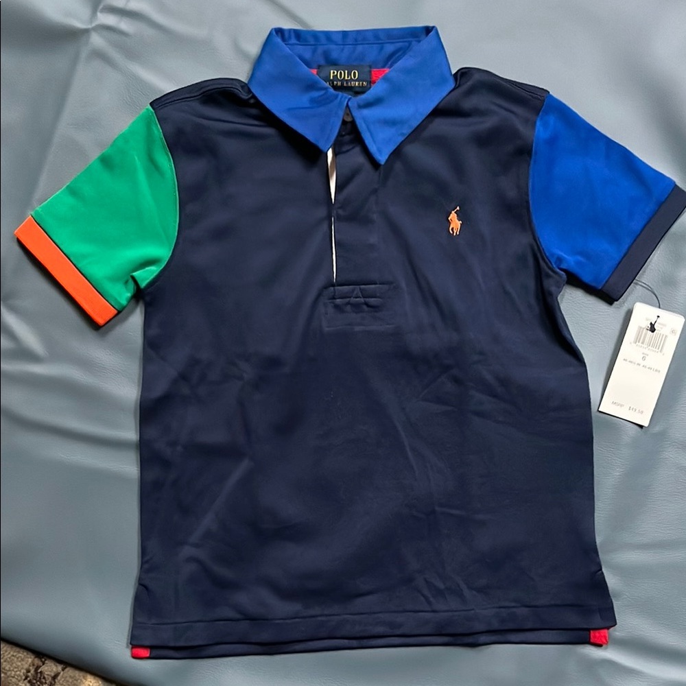 Polo by Ralph Lauren Navy, Green & Blue Colorblock Boy’s Polo size 6 (new)